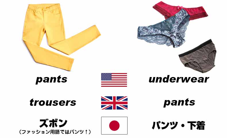 pants（パンツ）のアメリカとイギリスでの違い